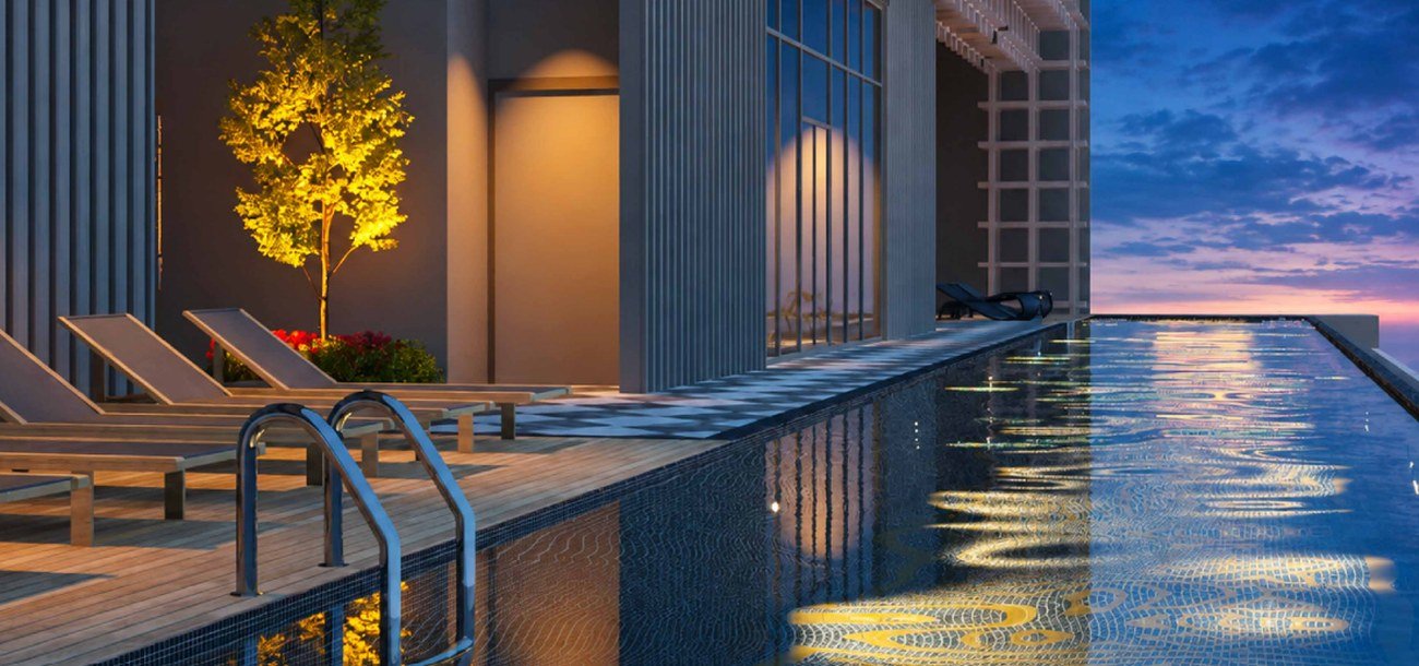 MABA Suitez sky infinity pool at dusk with the KL skyline