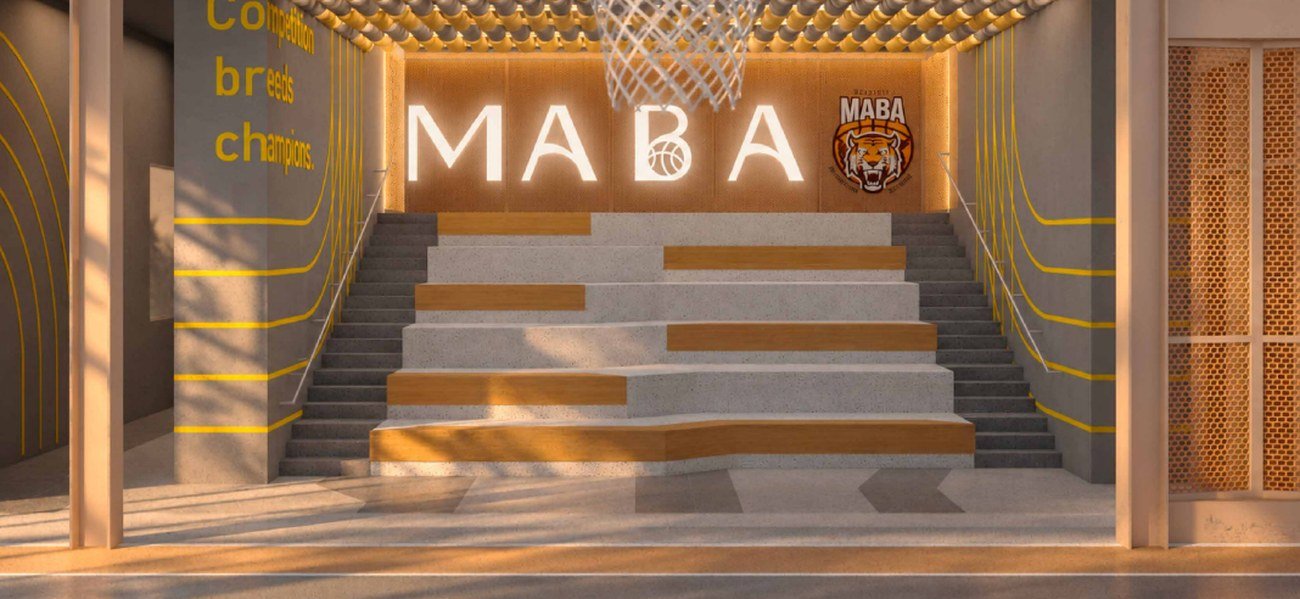 MABA Suitez signature MABA feature staircase with basketball hoop