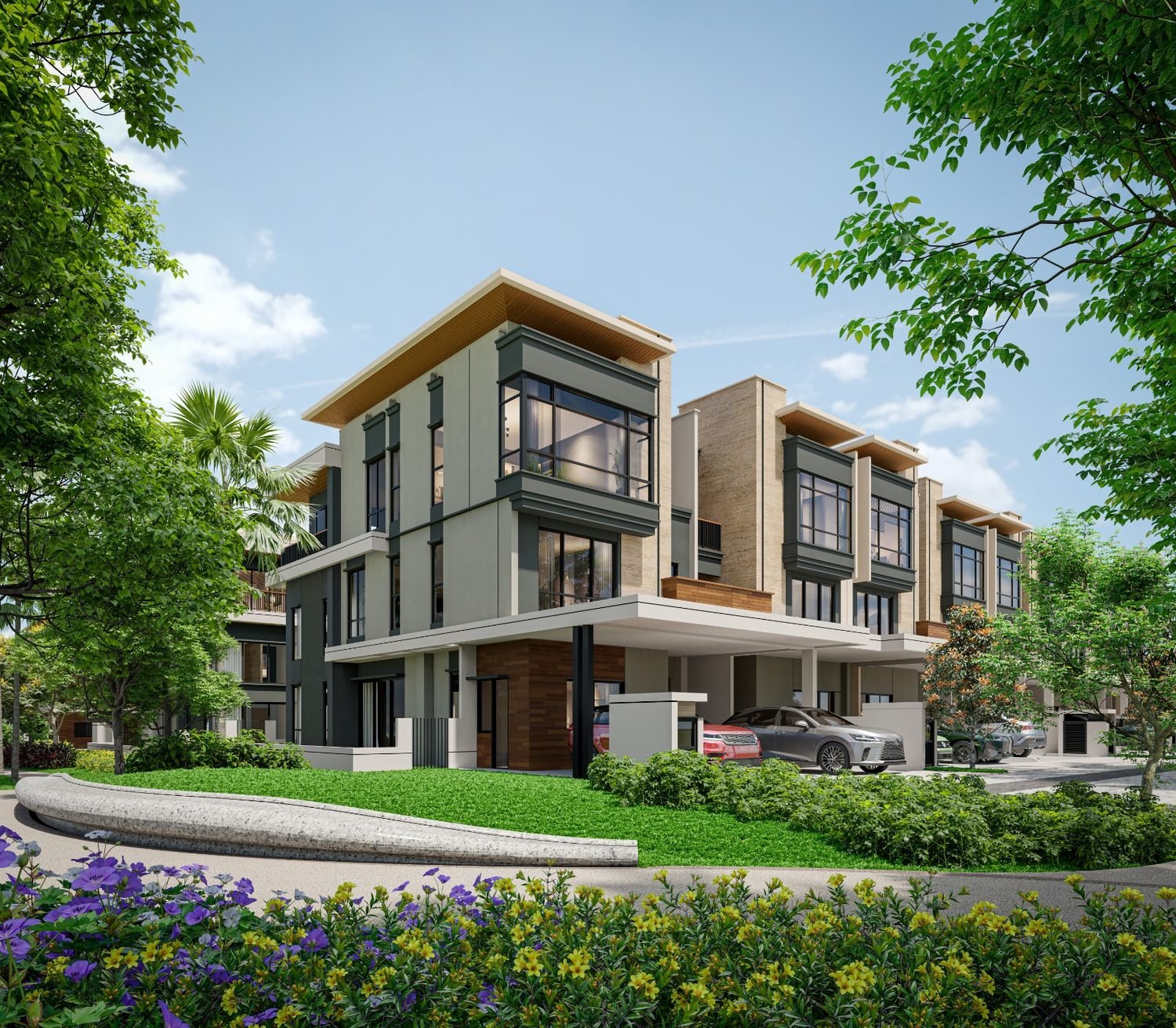 Zenia ParkCity Damansara 3-storey ParkHomes exterior among landscaped gardens
